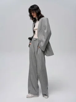Hot Wool-Blend Pinstripe Tweed Pants Pants|Matching Sets