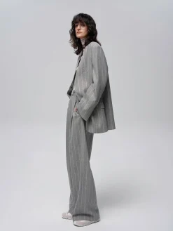 Hot Wool-Blend Pinstripe Tweed Pants Pants|Matching Sets