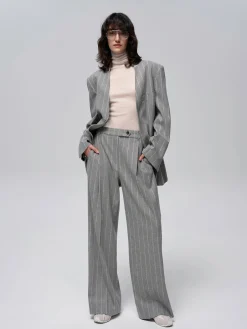 Hot Wool-Blend Pinstripe Tweed Pants Pants|Matching Sets