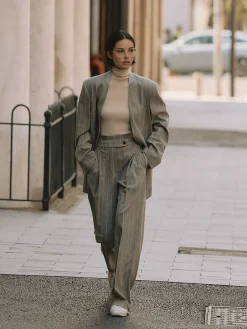 Outlet Wool-Blend Pinstripe Tweed Pants Pants|Matching Sets
