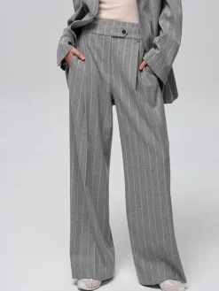 Outlet Wool-Blend Pinstripe Tweed Pants Pants|Matching Sets