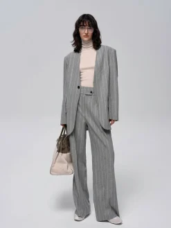 Outlet Wool-Blend Pinstripe Tweed Pants Pants|Matching Sets