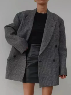 Sale Wool-Blend Plaid Belted Blazer Outerwear|Blazers