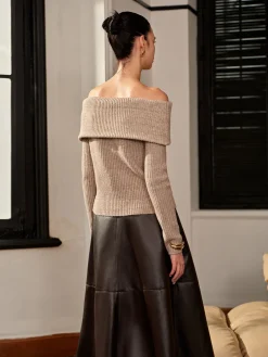 Best Wool-Blend Plain Off-Shoulder Sweater Sweater Tops|Sweaters & Cardigans