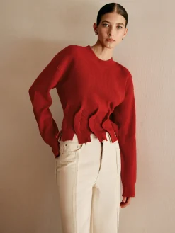 Sale Wool-Blend Pleated Design Sweater Sweater Tops|Sweaters & Cardigans