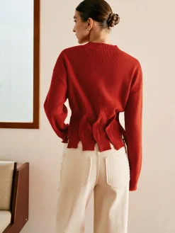 Sale Wool-Blend Pleated Design Sweater Sweater Tops|Sweaters & Cardigans
