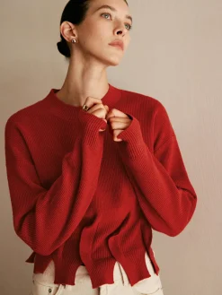 Sale Wool-Blend Pleated Design Sweater Sweater Tops|Sweaters & Cardigans