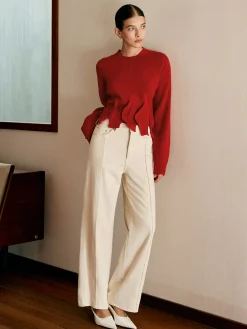 Sale Wool-Blend Pleated Design Sweater Sweater Tops|Sweaters & Cardigans