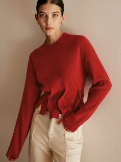 Sale Wool-Blend Pleated Design Sweater Sweater Tops|Sweaters & Cardigans
