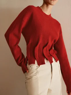 Sale Wool-Blend Pleated Design Sweater Sweater Tops|Sweaters & Cardigans