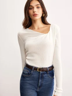 Best Wool-Blend Pleated Knit Top Sweater Tops|Sweaters & Cardigans