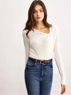 Best Wool-Blend Pleated Knit Top Sweater Tops|Sweaters & Cardigans