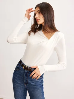 Best Wool-Blend Pleated Knit Top Sweater Tops|Sweaters & Cardigans