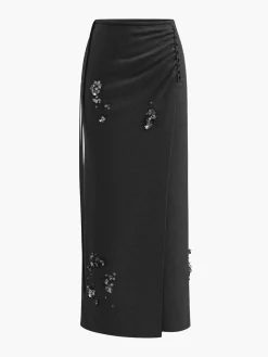 Discount Wool-Blend Pleated Sequins Sweater Skirt Knitwear|Matching Sets