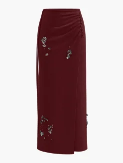 Discount Wool-Blend Pleated Sequins Sweater Skirt Knitwear|Matching Sets