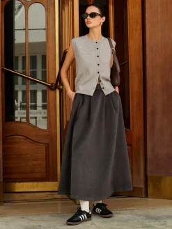 Sale Wool-Blend Pockets Pleated Skirt Skirts|Bottoms