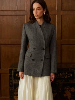 Outlet Wool-Blend Polka Dot Slim Blazer Blazers|Outerwear