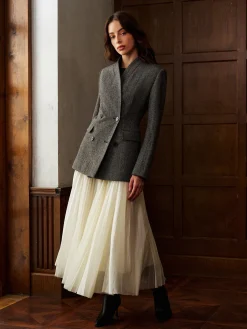 Outlet Wool-Blend Polka Dot Slim Blazer Blazers|Outerwear