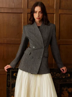 Outlet Wool-Blend Polka Dot Slim Blazer Blazers|Outerwear