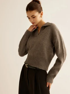 Outlet Wool-Blend Polo Sweater Sweater Tops|Sweaters & Cardigans