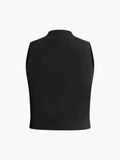 Discount Wool-Blend Rhinestone-Button Sweater Vest Sweater Vests|Sweaters & Cardigans