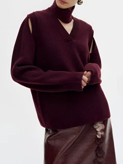 Wool-Blend Ribbed Cutout Sweater Sweater Tops|Sweaters & Cardigans