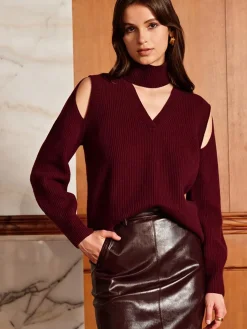 Wool-Blend Ribbed Cutout Sweater Sweater Tops|Sweaters & Cardigans