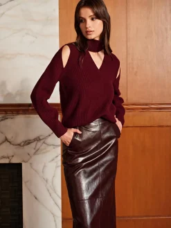 Wool-Blend Ribbed Cutout Sweater Sweater Tops|Sweaters & Cardigans