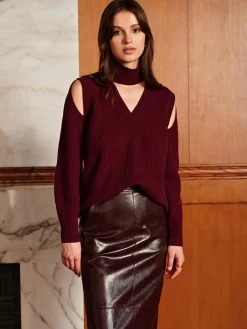 Wool-Blend Ribbed Cutout Sweater Sweater Tops|Sweaters & Cardigans