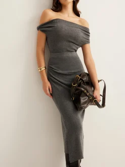 New Wool-Blend Ruched Sweater Skirt Set Sweater Tops|Skirts