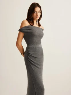 New Wool-Blend Ruched Sweater Skirt Set Sweater Tops|Skirts