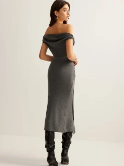 New Wool-Blend Ruched Sweater Skirt Set Sweater Tops|Skirts