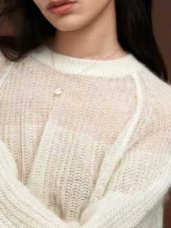 New Wool-Blend Semi-Sheer Shift Knit Top Knitwear|Tops