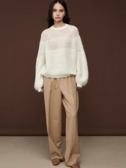 New Wool-Blend Semi-Sheer Shift Knit Top Knitwear|Tops