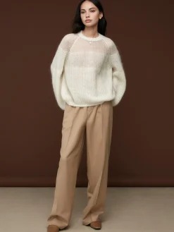 New Wool-Blend Semi-Sheer Shift Knit Top Knitwear|Tops