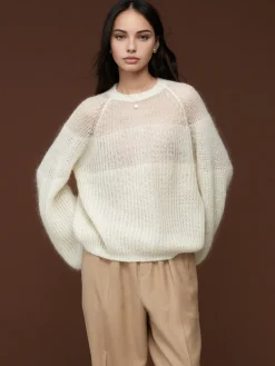 New Wool-Blend Semi-Sheer Shift Knit Top Knitwear|Tops