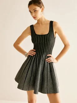 Discount Wool-Blend Sequins Sweater Dress Black Dresses|Sweater Dresses