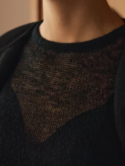 Discount Wool-Blend Sheer Knit Top Sweater Tops|Sweaters & Cardigans