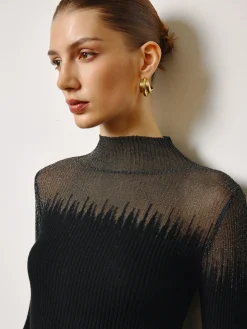 New Wool-Blend Sheer-Detail Slim Knit Top Knitwear|Tops