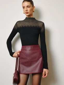 New Wool-Blend Sheer-Detail Slim Knit Top Knitwear|Tops