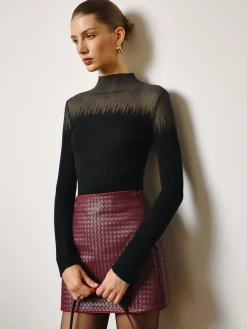 New Wool-Blend Sheer-Detail Slim Knit Top Knitwear|Tops