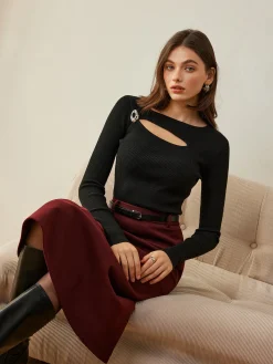 Outlet Wool-Blend Skinny Knit Top Sweater Tops|Sweaters & Cardigans