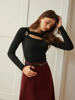 Outlet Wool-Blend Skinny Knit Top Sweater Tops|Sweaters & Cardigans