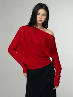 Sale Wool-Blend Straight Neck Knit Top Sweater Tops|Sweaters & Cardigans