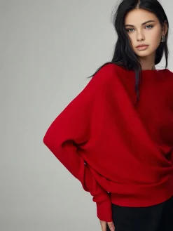 Sale Wool-Blend Straight Neck Knit Top Sweater Tops|Sweaters & Cardigans