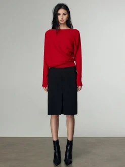 Online Wool-Blend Straight Neck Knit Top Sweater Tops|Sweaters & Cardigans