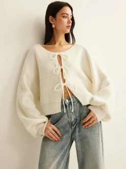 Hot Wool-Blend Tie-Front Cardigan Cardigans|Sweaters & Cardigans