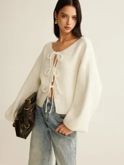 Hot Wool-Blend Tie-Front Cardigan Cardigans|Sweaters & Cardigans