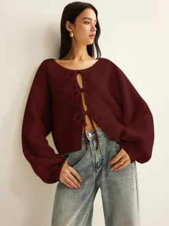Hot Wool-Blend Tie-Front Cardigan Cardigans|Sweaters & Cardigans