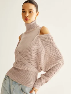 Online Wool-Blend Turtleneck Cinched Knit Top Sweater Tops|Sweaters & Cardigans